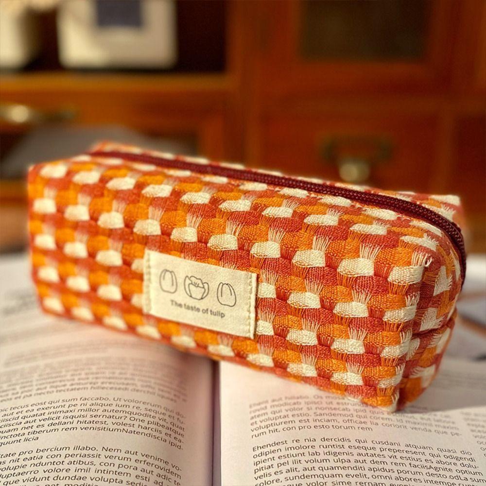 Stain Resistant Pen Bag Rainbow Weaving Design Pen Storage Bag Pencil Case  School Office