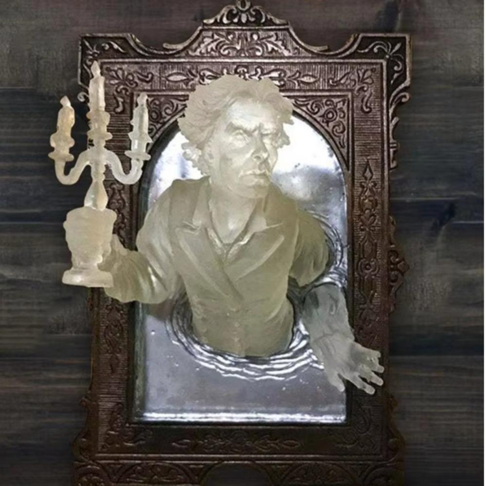 3D Halloween Decor Glow in The Dark Halloween Statue Halloween Ghost in The Mirror  Bar Home Decor