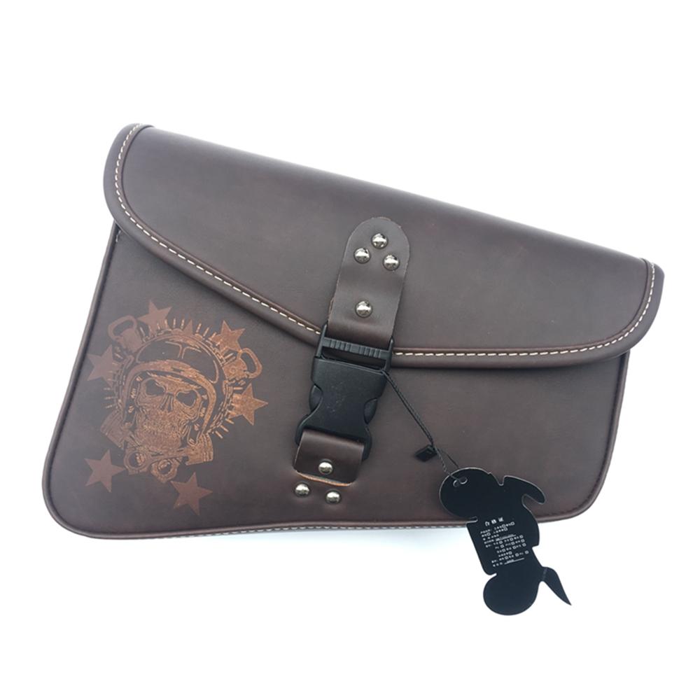 

Brown Motorcycle Leather Saddle Bag Luggage Side Tool Bag Universak Fit for Honda Yamaha Suzuki Harley Sportster XL 883 XL1200