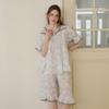 Lunaluz Women Liocel Short Sleeve Square Neck Two Piece Pajamas
