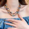Color Beaded Necklace Sweet Vacation Style Versatile Sweater Chain Fashion Temperament Item Decoration Niche