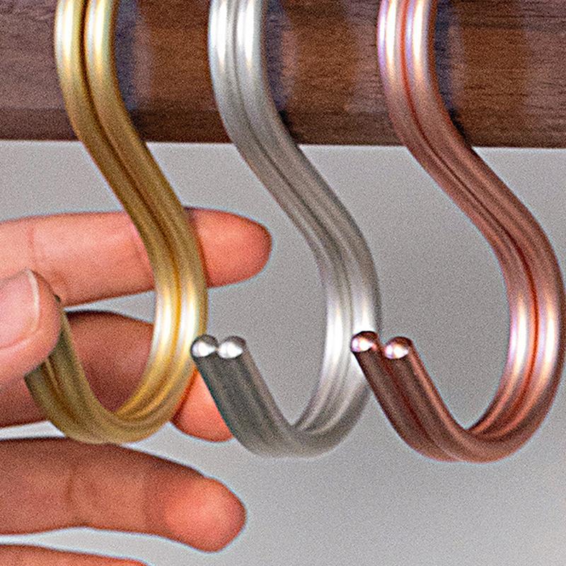 5 Stück Schwerlast-Aluminiumlegierung S-Haken Praktische kratzfeste Haken für Küchengeländer Töpfe Pfannen Organisation