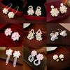 Sweet Acrylic Flower Petals Silver Needle Earrings Holiday Commuter Versatile Earrings