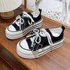 ins student versatile comfortable round head board shoes bow beaded platform canvas shoes white shoes 2025 new