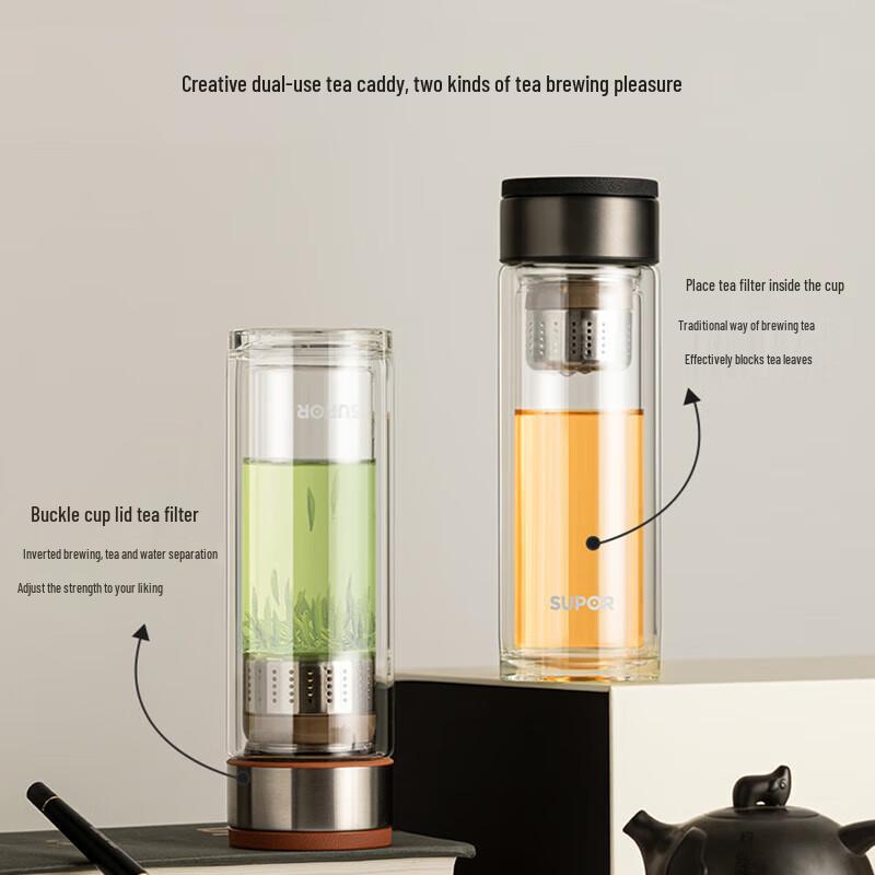 Supor KC38JF10 Double Wall Glass Tea Infuser Mug