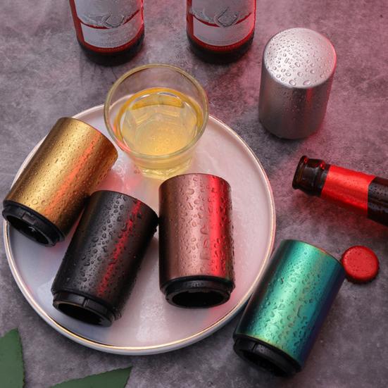 Automatic Beer Bottle Opener Magnetic Stainless Steel Push-pull Bottle Opener Portable Bar Tools for Home Picnic Camping