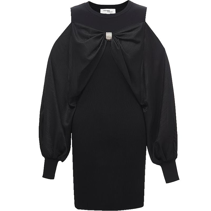 

VEROMODA Elegant Bow Off-Shoulder Knit Dress M