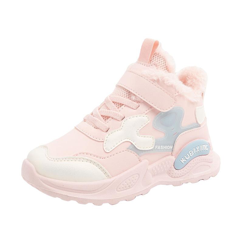 

Winter Children s Fleece-lined Sneakers Versatile Chunky Sneakers for Girls and Warm Running Shoes for Boys 30 рожевий