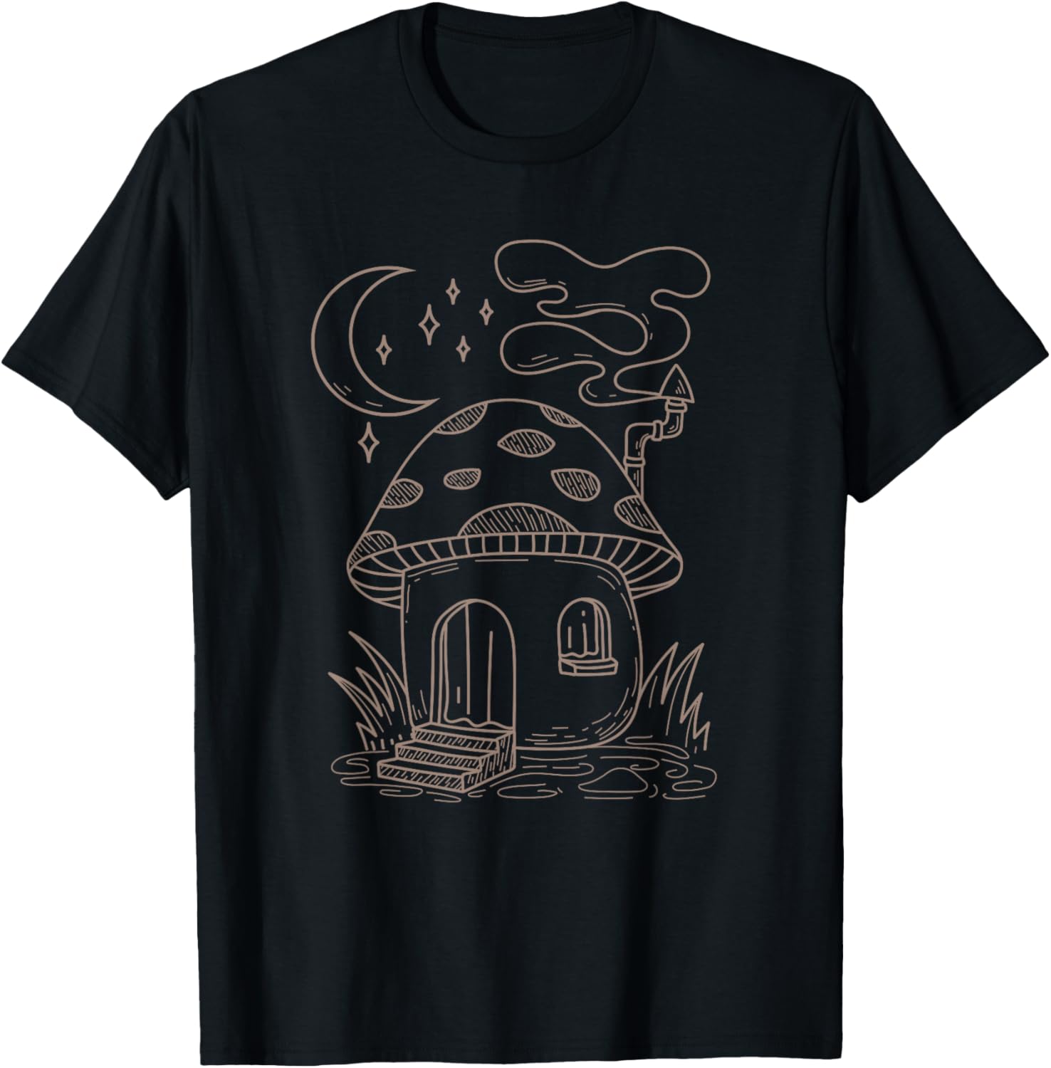 

Mushroom House Cottagecore Aesthetic Fungus Mycology Lover Graphic Tee Men Casual Short Sleeve Trip 4XL