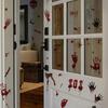Atmospheric Haunted House Accents Halloween Horror Stickers, with Spooky Handprints Footprints Printed, Creepy Text Decals Self-adhesive Decals,