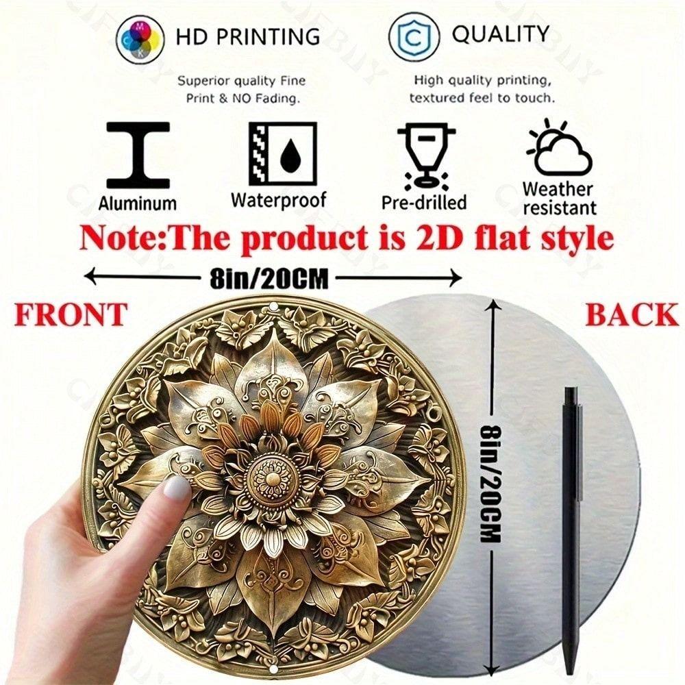 Hand Painted Tin Plate Art Metal Wall Decor Floral 20x20 cm