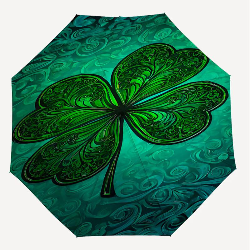 1pc Clover Automatic Open/Close Umbrella Compact Folding Umbrella with 8-Rib Shaft for Women/Men, Elegant Birthday1277S