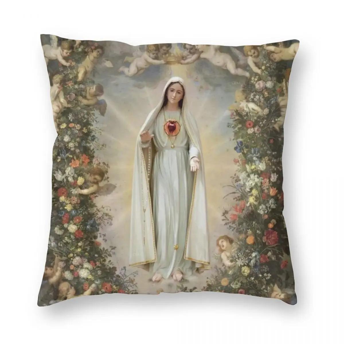 

Подушка Богоматері Серце Марії М яка поліестерова наволочка Декоративна наволочка для диванної подушки Домашній квадрат X 66x66cm шоколадний