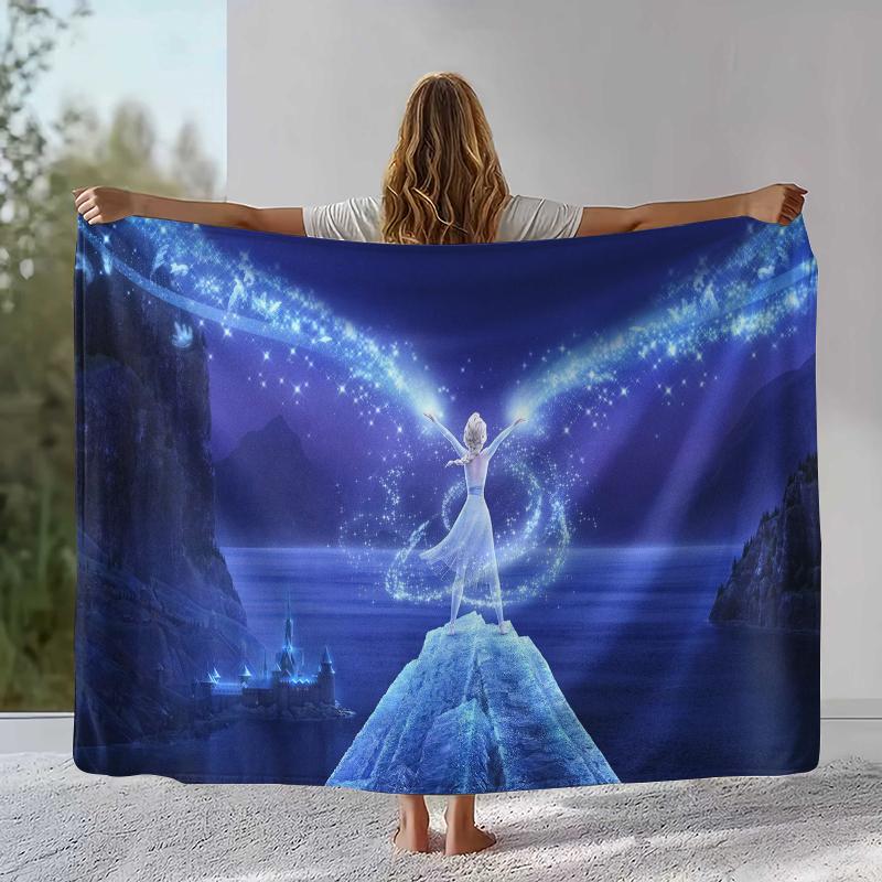 Cartoon F-Frozen Girl Flannel Blanket,Ultra Soft Warm Plush Throw for Home Bedroom Bed Sofa Cover Camping Picnic Gift Kids