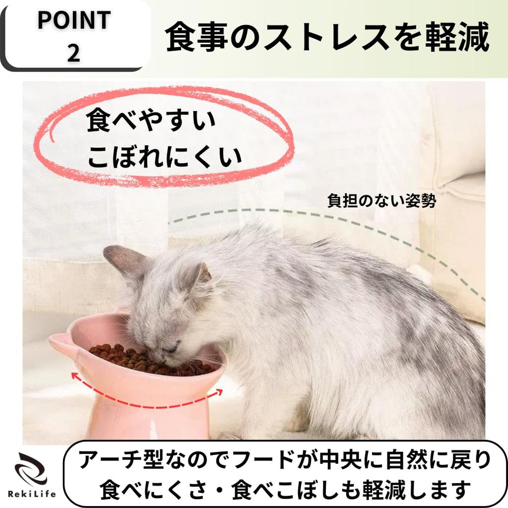 RekiLife Cat Food Easy To Eat and Easy To Set of 3 Bowl, Drink, Clean,