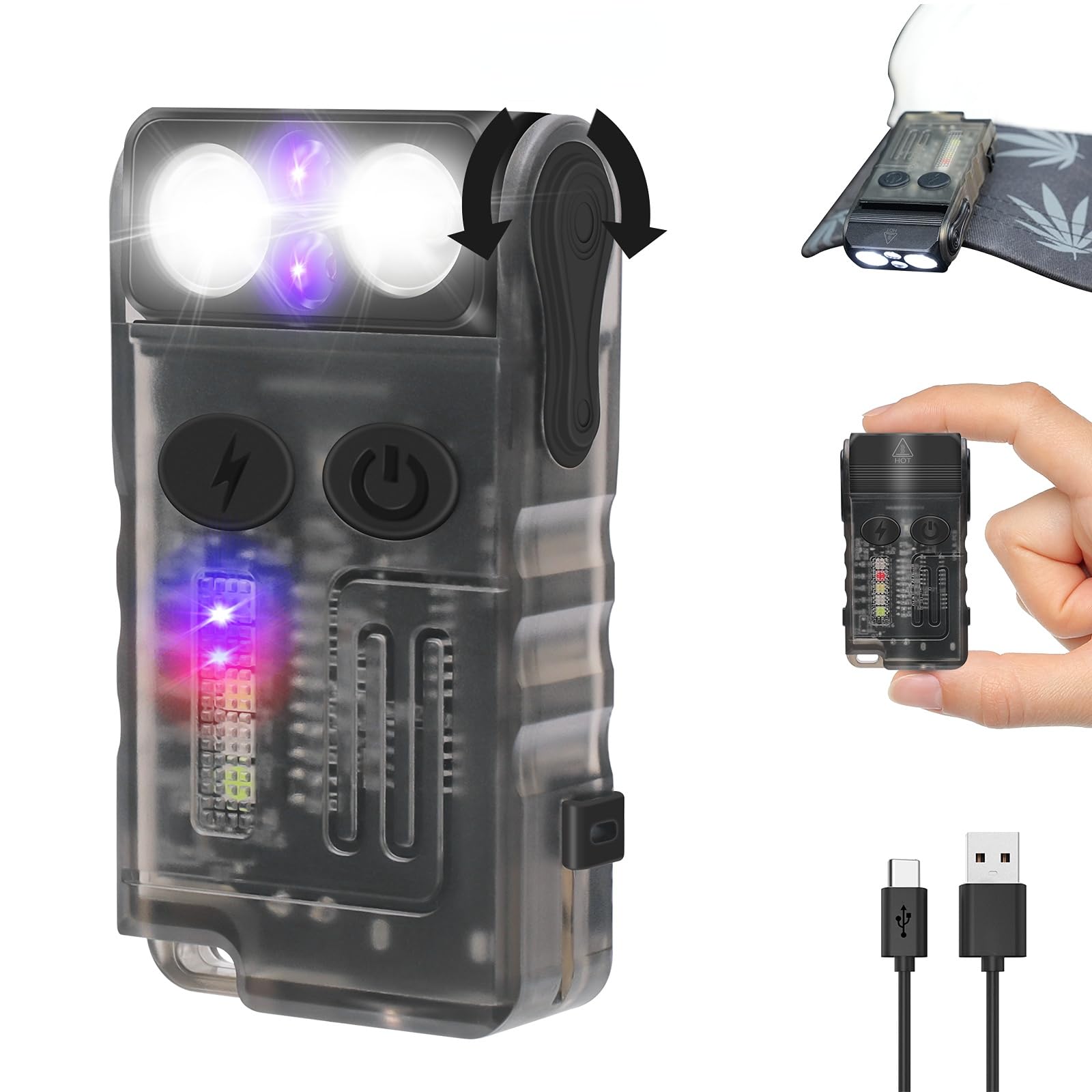 

DAI NING Compact Rechargeable LED Powerful 1000 High Mini Handheld IP67 365nm Magnetic Suction Adjustable Lighting Pocket Perfect for and Power чёрный