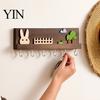 Wall Storage for Keys Mounted Wooden Key Holder, 5 Hooks Shelf, Dual Adhesive Entryway Hook Installation Options Organizer Kitchen And Living