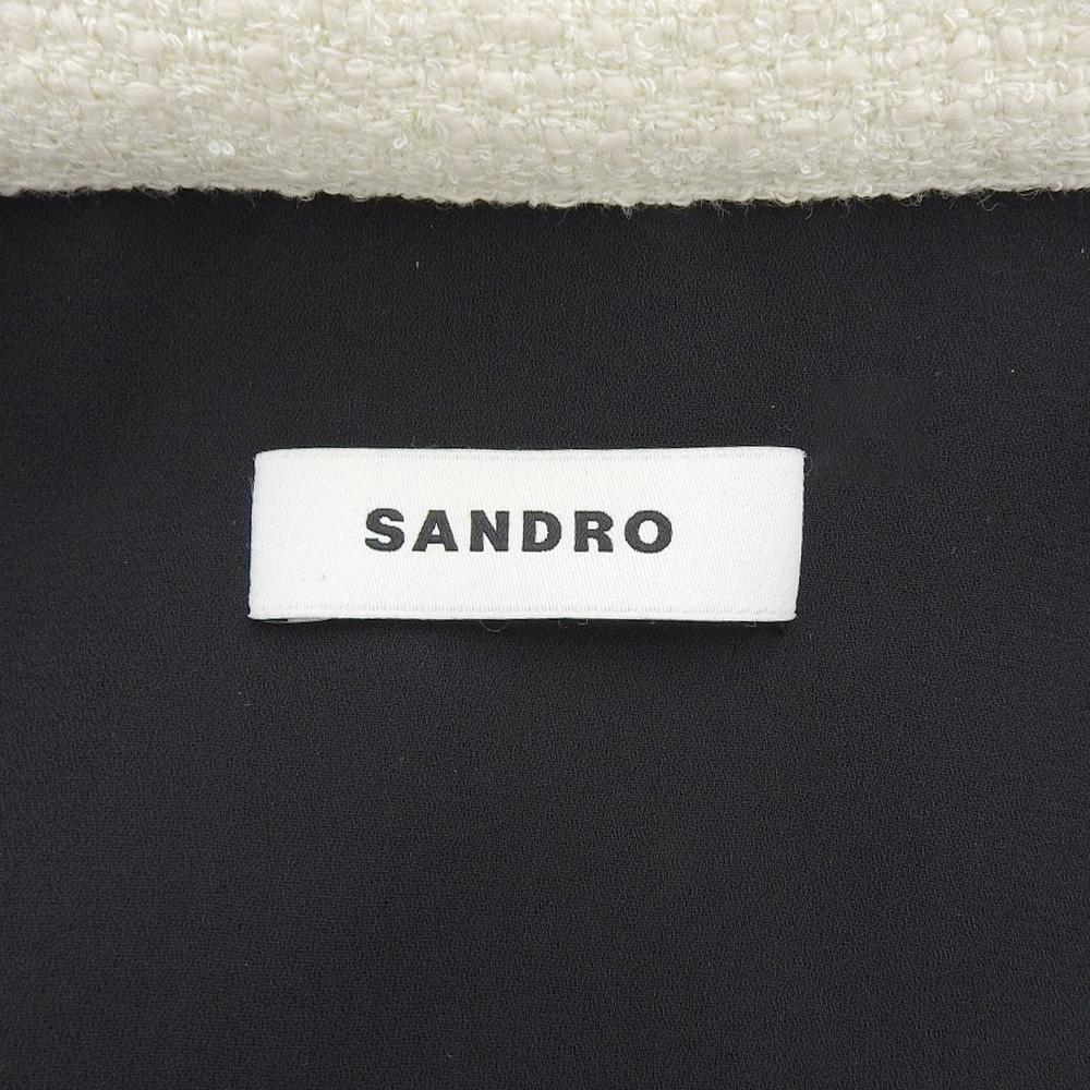 sandro Beautiful tweed trompe l'oeil dress, women's, white and black, size 34, SFPRO02482-107 dress 34 White / blackUsed