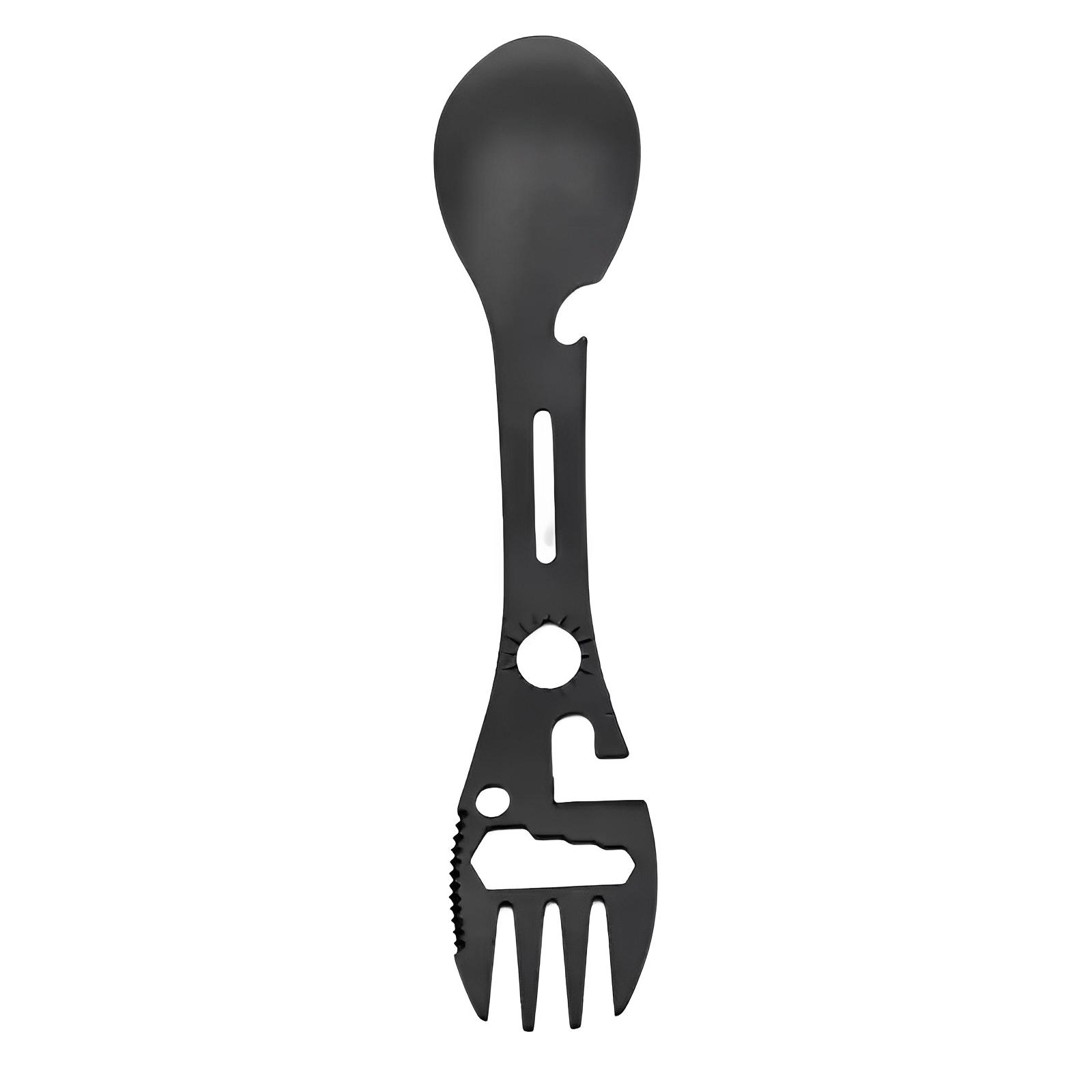 

Multi Function tableware spoon multi tool can opener flatware Portable bottle cutlery multitool camp utensil fork Spork stainles чорний