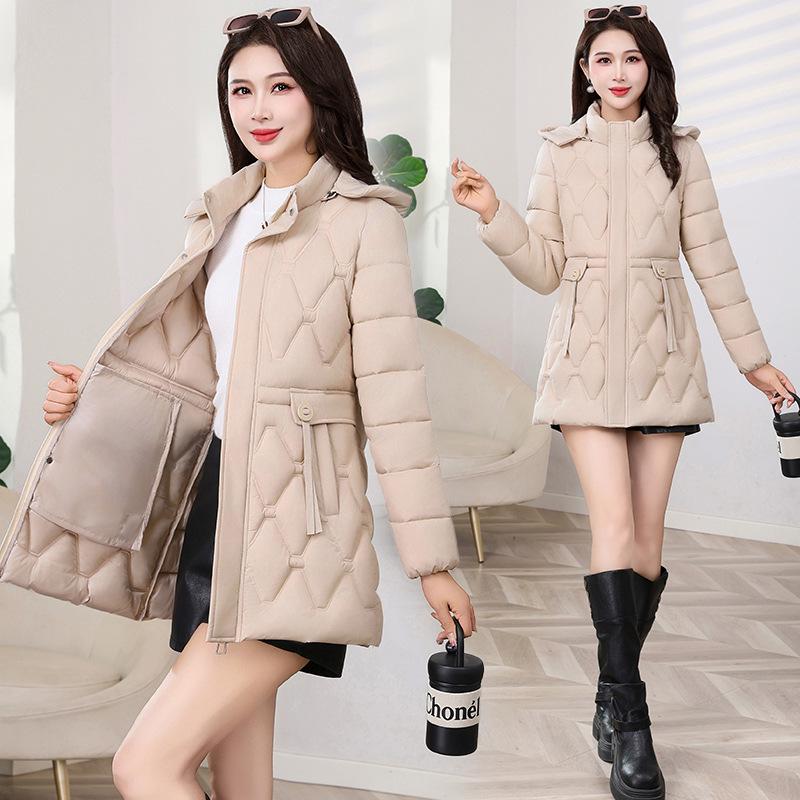 Women's Mid-Length Hooded Down Jacket - 2025 Autumn/Winter Slim Fit
