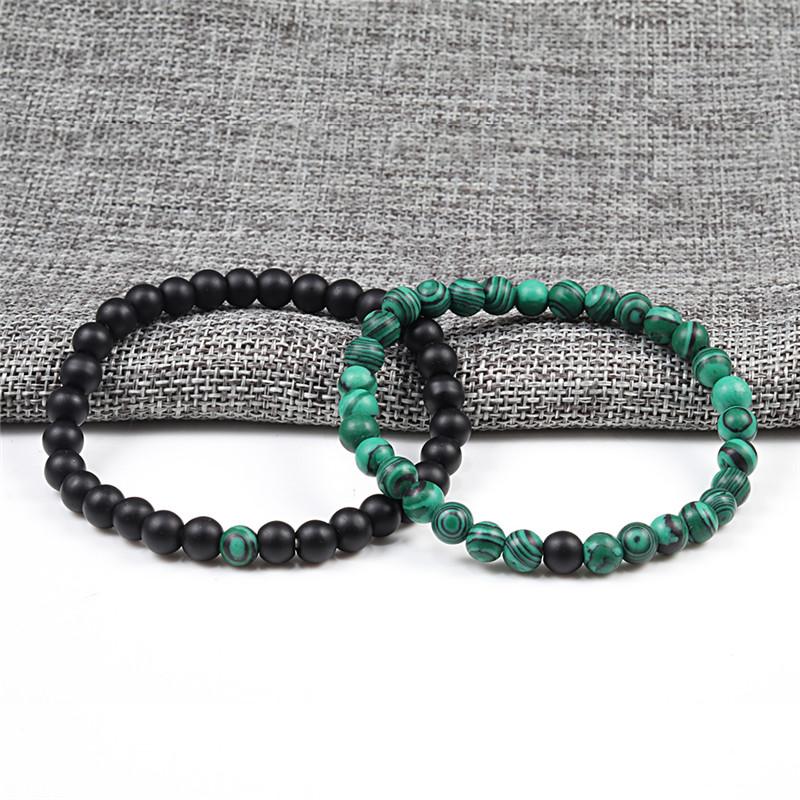 2Pcs/Set Couples Distance Bracelet Natural Stone Tiger Eyes Lava Beaded Bracelets & Bangles Men Women Jewelry Best Friend Gift