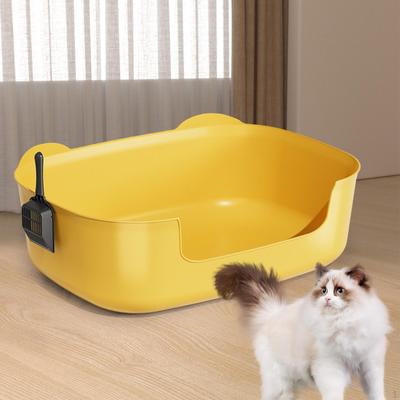 Cat Litter Box Kitten Toilet with Scoop Bedpan Portable 14.5cm High Sided Pet Sand
