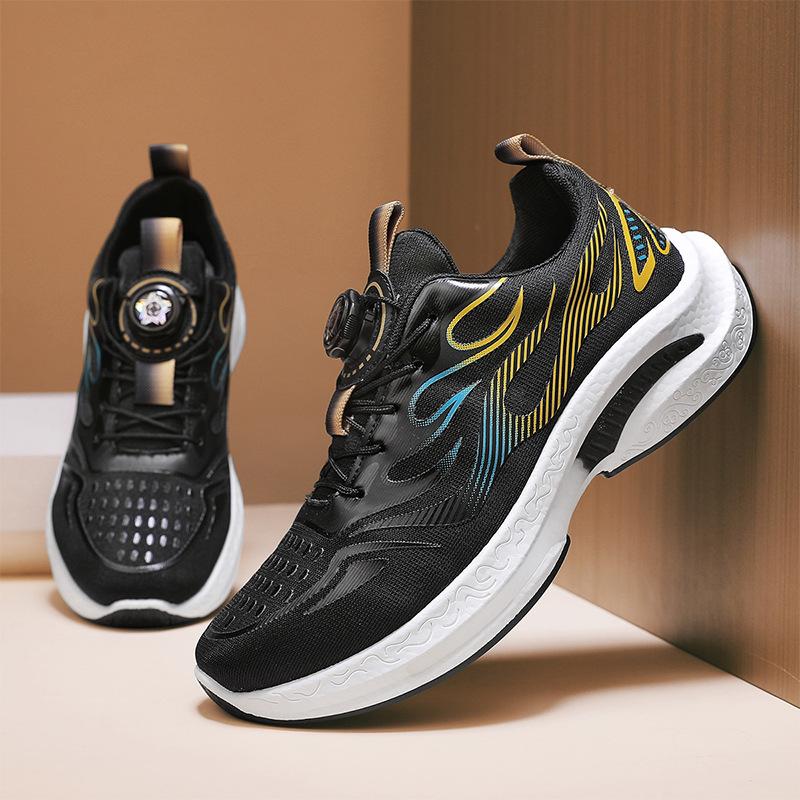 

Men s shoes 2025 spring new breathable mesh rotating button sports shoes student little white mesh shoes casual shoes 44