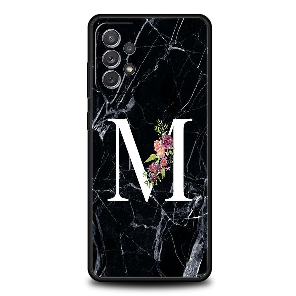 Letters Flower English Marble Phone Case For Samsung A17 A07 A55 A35 A25 A15 A05 A33 A31 A23 A21s A13 A41 A73 A53 A51 A71 Cover