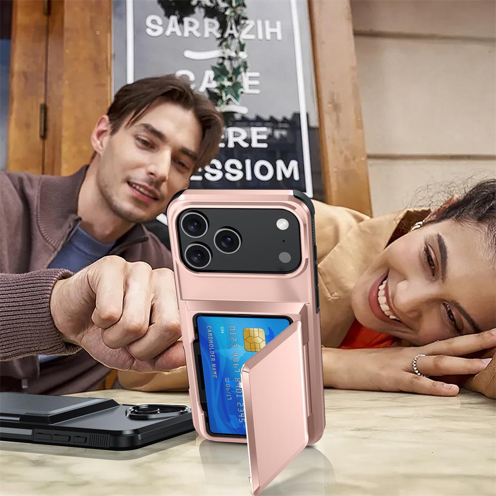 iPhone 17 Card Slot Flip Wallet Case, Drop-Proof Premium Protective Cover for iPhone 14/15/16 Plus