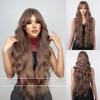 Straight Bangs Long Hair Curly Hair Gradient Brown Fluffy Natural Wig Women Water Ripple