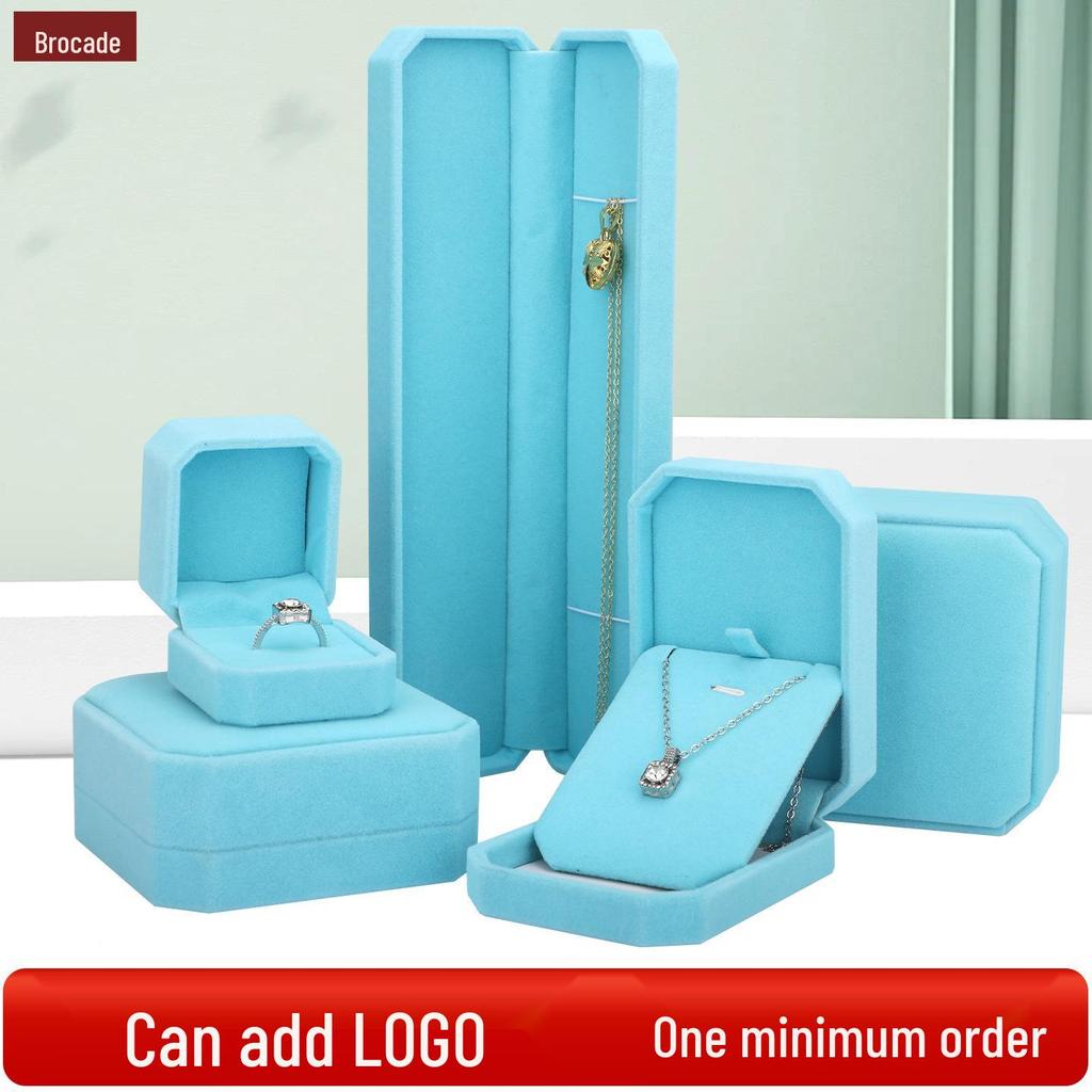Green Velvet Octagonal Jewelry Storage Gift Box for Rings, Necklaces, Bracelets, and Pendants