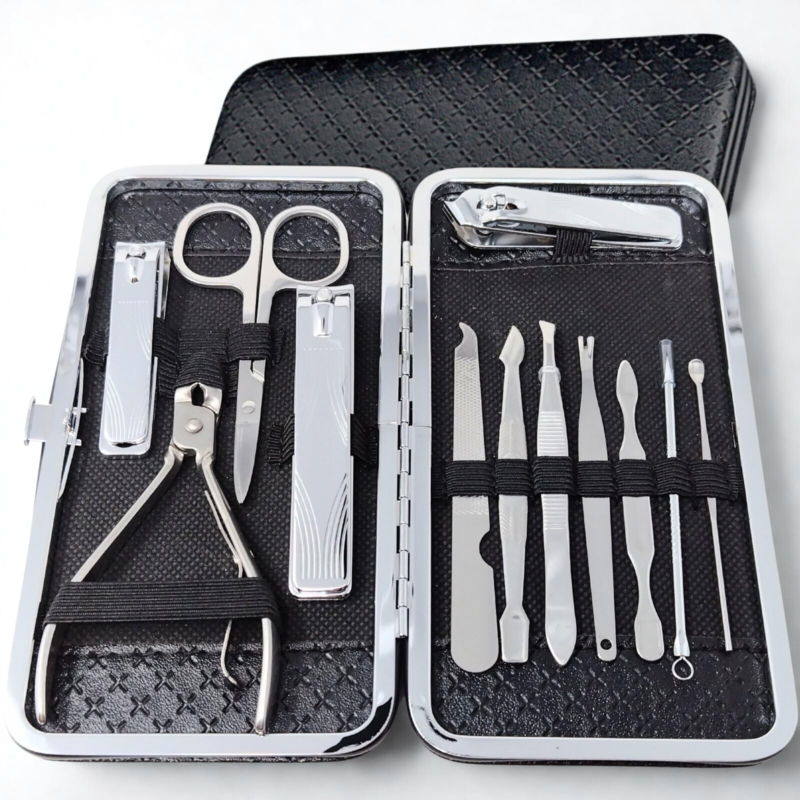 

COLORBIRD Luxury Nail Care Set with Nail Nail Cuticle Eyebrow and Ear Pick Black Clippers, File, Care, Care, Scissors, Tweezers, (12 Diamonds)