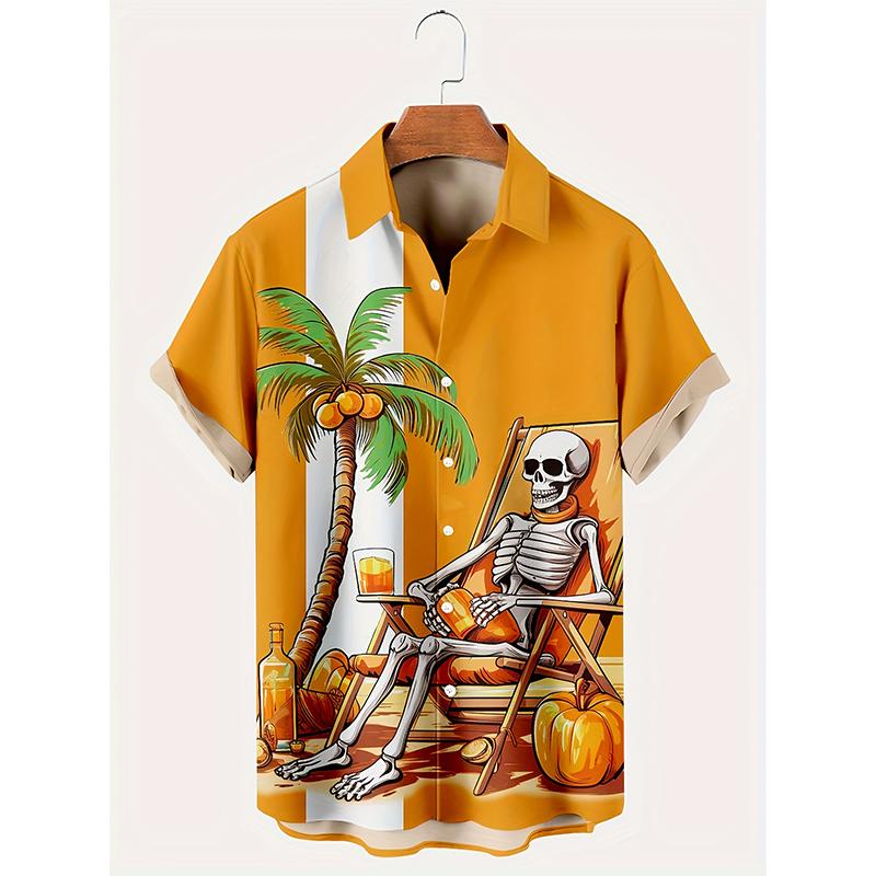 Horror Skeleton Hawaiian Beach Shirts Skull 3D Print Streetwear Men Women Casual Fashion Short Sleeve Shirt Blouse Man Clothing