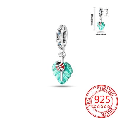 Original Copper Charms Luxury Green Leaf Pendant Ladybug Beads Fit Bracelet Diy Women Making Delicate Gift