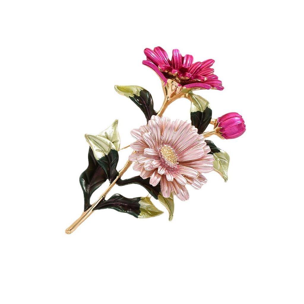 Flower Brooch Women Enamel Daisy Alloy Vintage Pin 2025 Fashion Accessories Gift for Her