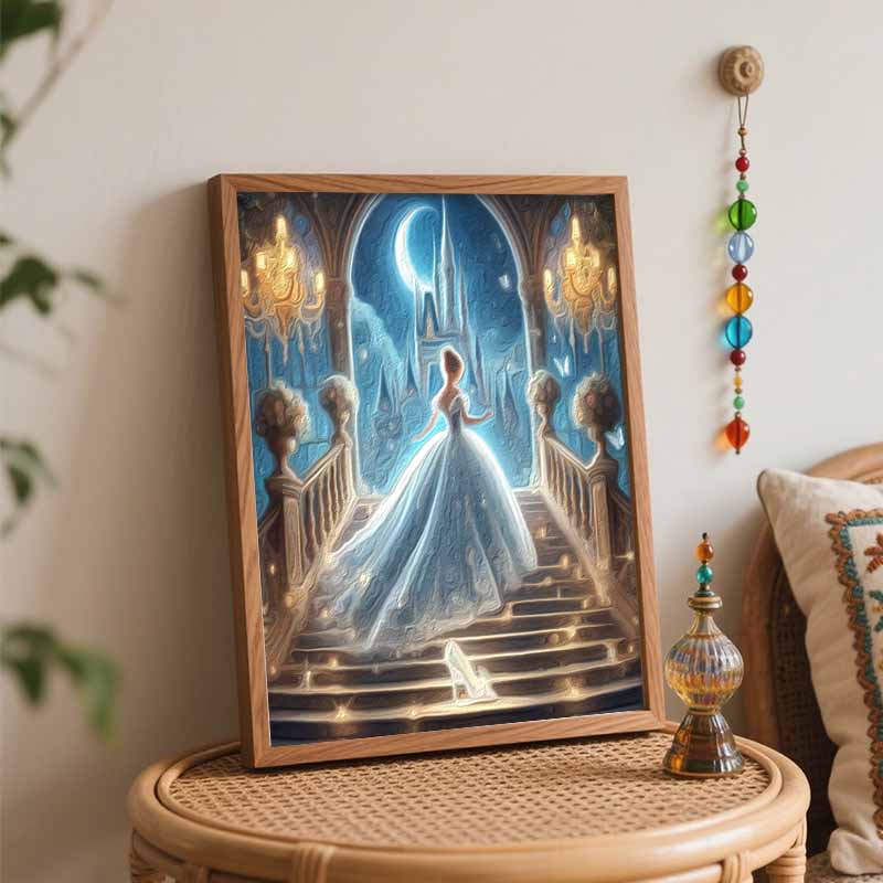 Disney Cinderella castle painting kit handmade diy gift home decoration wall art decor glitter aesthetic fantasy romantic princess scene
