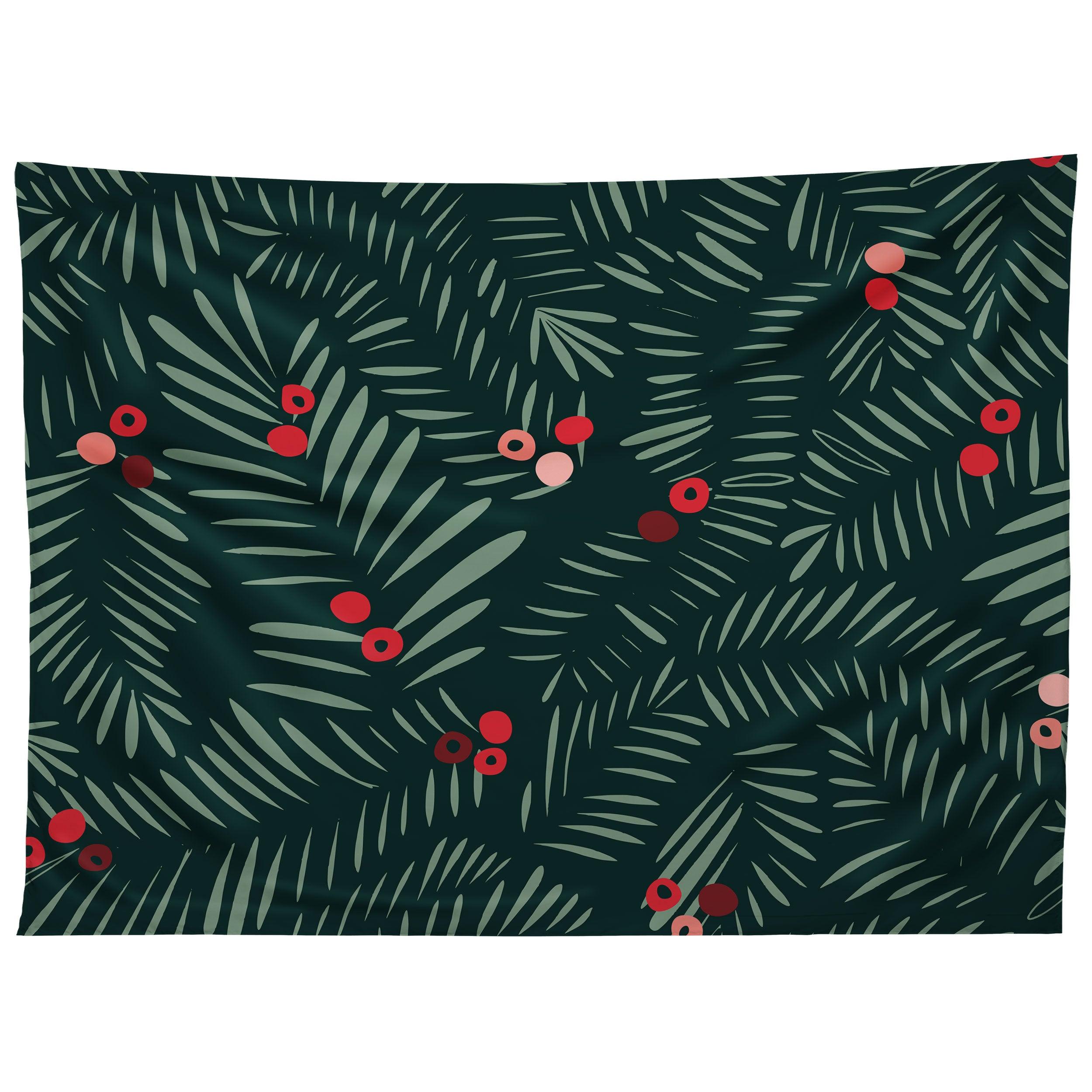 WINTER CHRISTMAS TIME GREEN tapestry 75x100 чёрный