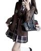 KALAOK High School Girl Cosplay Uniform Halloween Size 2XL 5-Piece Set, Costume, Brown,