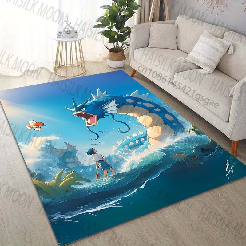 Japan Pokémon Gyarados Print Carpet for Living Room Bedroom Kid's Room Home Decor Area Rug Sofa Cloakroom Play Mat for Gifts