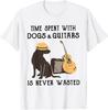 Time Spent with Dog and Guitars Is Never Wasted Saying T-Shirt