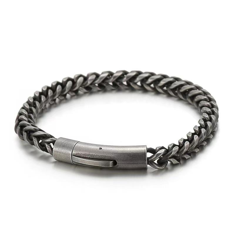 Retro Stainless Steel Dragon Bone Chain Necklace & Bracelet Set for Men