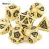 7 Pcs Golden Black Tree Stump Root Metal Dice Solid Metal Polyhedral Dice Suitable for Role-Playing RPG  Board Game Card Game