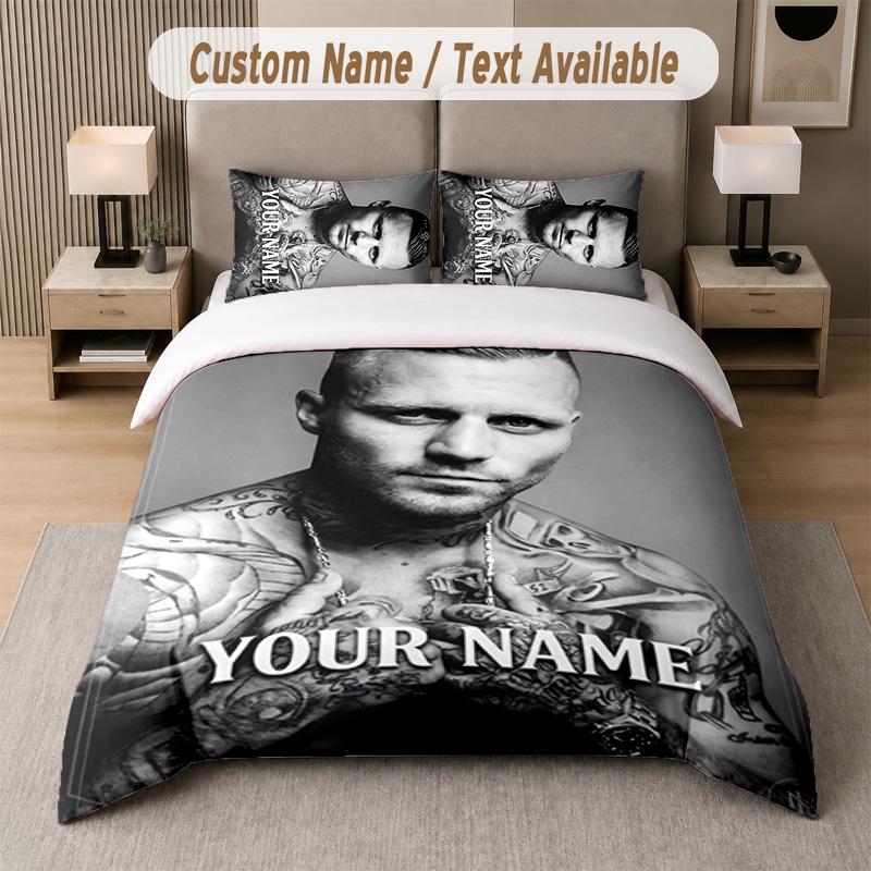 Kontra K 3Pcs Bedding Set, Personalized Custom Name Text, 1 Duvet Cover & 2 Pillowcases For Bedroom
