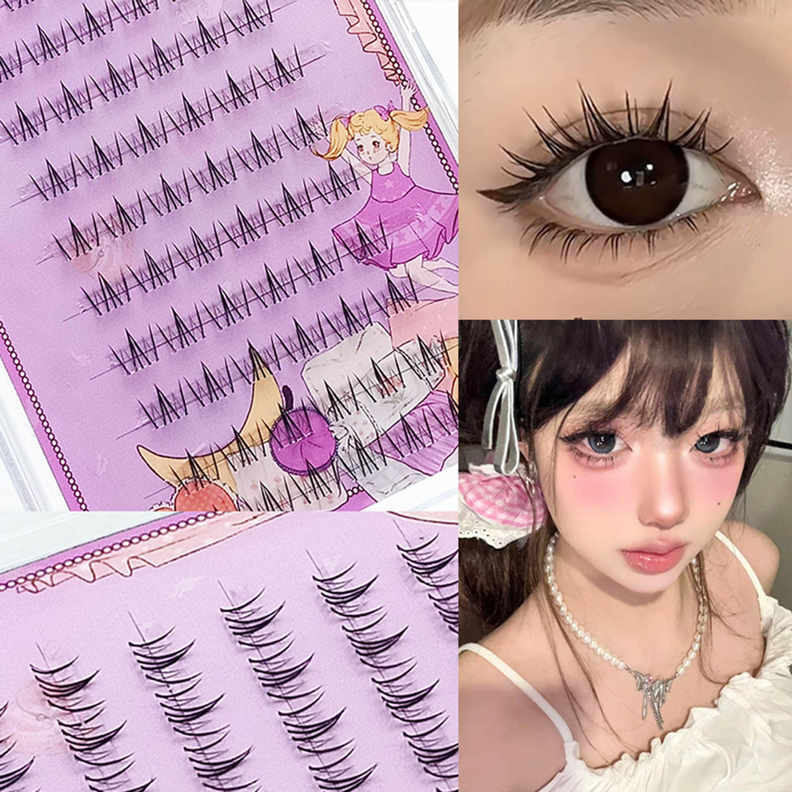 Curling Up Volume False Eyelashes Simulation Grafted False Eyelashes for Beauty Eye Cosplay DIY Makeup 7-16