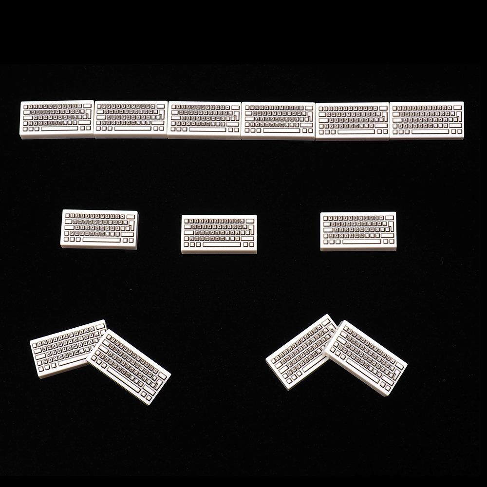 MOC 10PCS Printed 3069 1x2 Keyboard Pattern Building Blocks Computer Accessories Bricks Particle Toy Children Birthday Xmas Gift