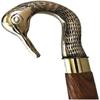 Canne de marche antique victorienne en bois marron avec poignée tête de cygne