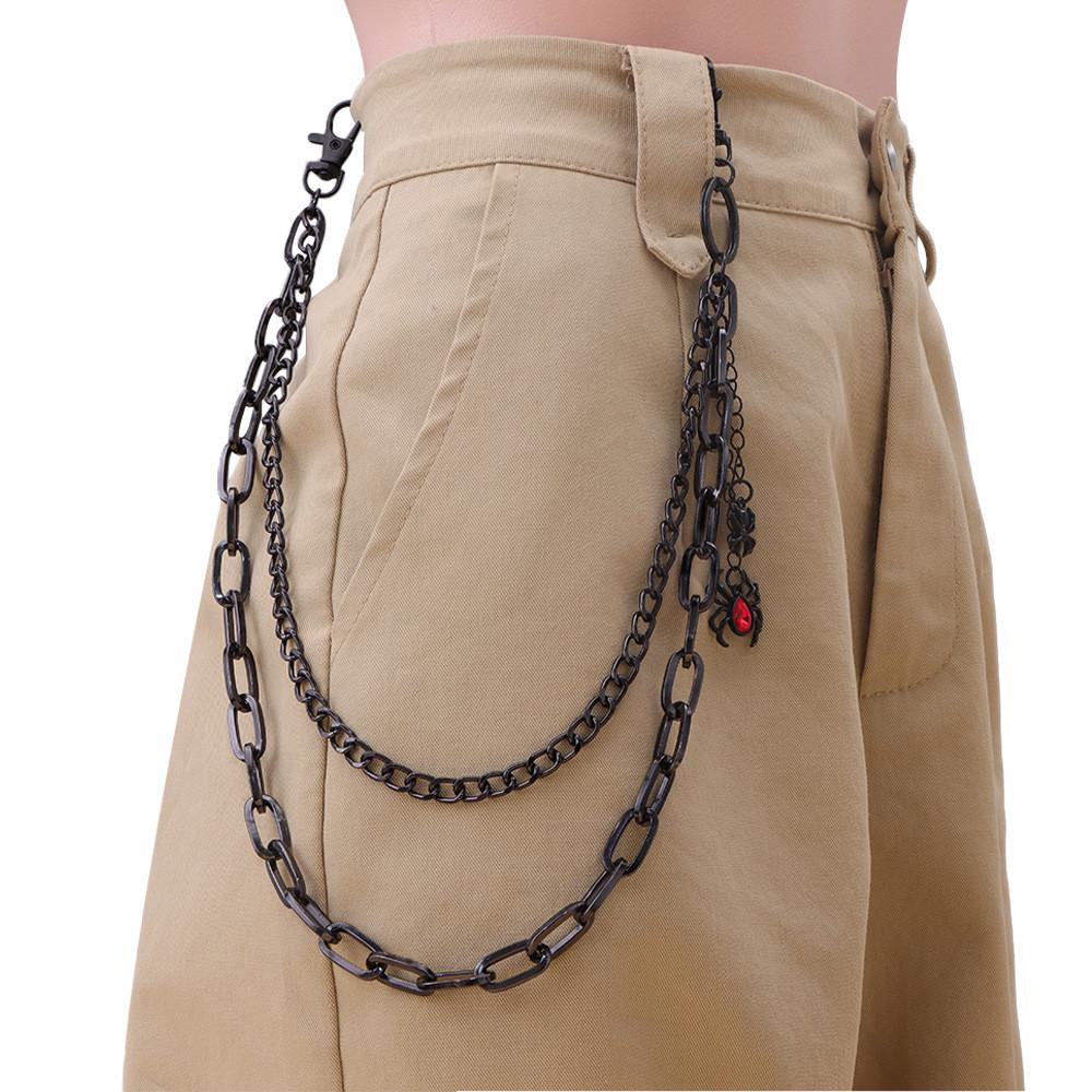 Blutige Spinne Anhänger Doppellagig Metall Taille Kette Für Street Style Männer Und Frauen