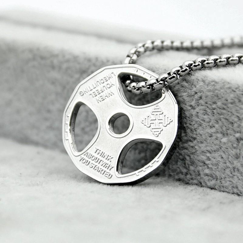 

TEMU European Fitness Dumbbell Pendant: Men s Trendy Titanium Steel Barbell Necklace.