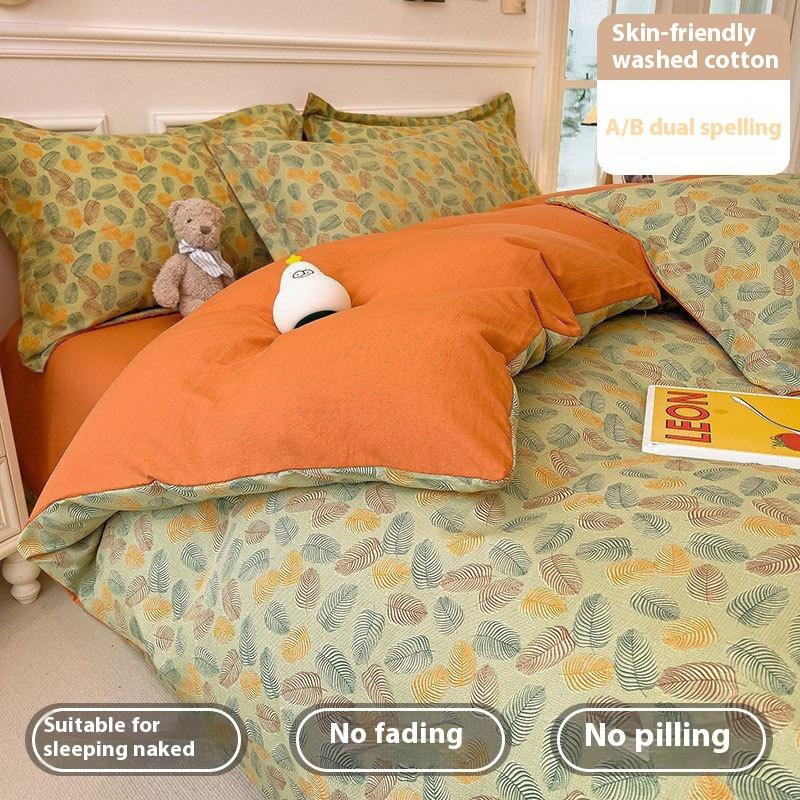 

Постельное белье Набор из четырех предметов, Стиранные, Приятные к коже и Дышащие Простыни, Пододеяльники, Наволочки, Наборы 1.2m bed