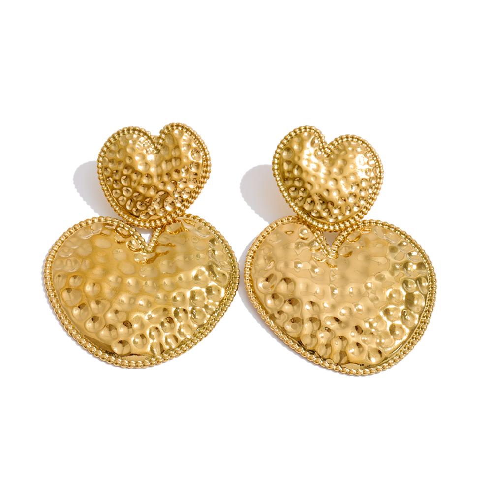 

Yhpup Gold Color Stainless Steel Metal Heart Drop Earrings Waterproof Fashion Charming Statement Jewelry